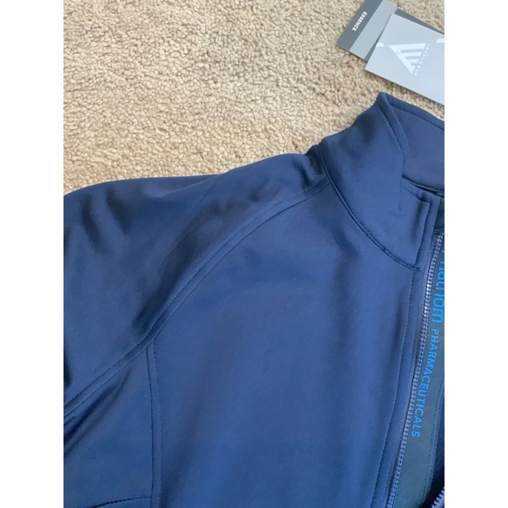 Levelwear Mens Athletic Pullover Large Navy Blue 1/4 Zip Stand Up Collar Outdoor